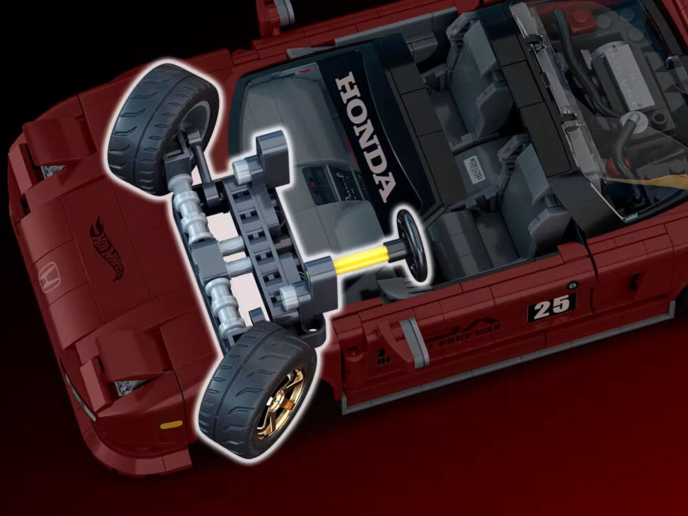 Klocki plastikowe BRICK SHOP Hot Wheels Elite Series 90 Acura NSX JFT17 zbliżenie na układ sterowania wymienne elementy