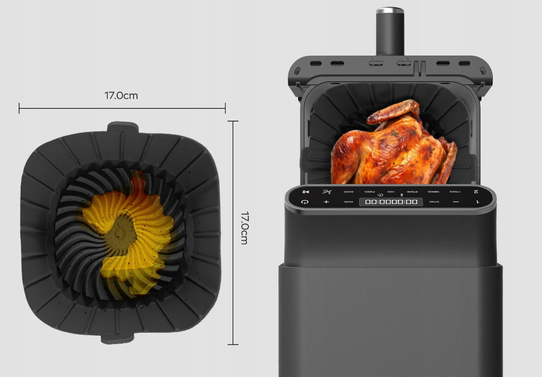 Air Fryer Frytkownica beztłuszczowa TURBOTRONIC TT-AF500D Czarny z podwójnym koszem Dwa kosze pojemność dwa różne dania jednocześnie Funkcja Smart Finish tryb Dual Cook