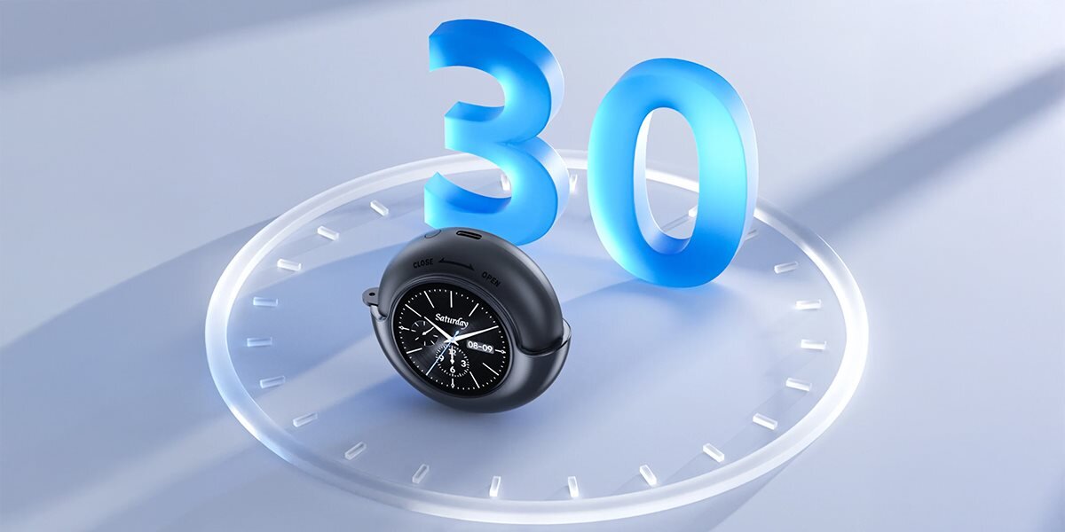 WEOFLY LifeFits akumulatorem 400 mAh 30 godzin 5,5 godziny trybie czuwania 40 godzin - słuchawki w etui na tarczy zegarka