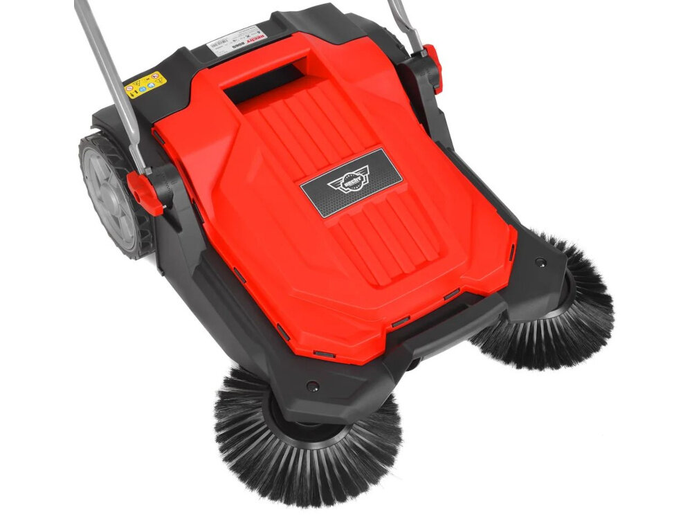 Zamiatarka ręczna HECHT 8065 zbliżenie na korpus do ręcznego zamiatania i zbierania zabrudzeń radzi sobie z kurzem, liśćmi, piaskiem, trocinami innymi drobnymi odpadami można szybko uporządkować przestrzeń bez użycia prądu