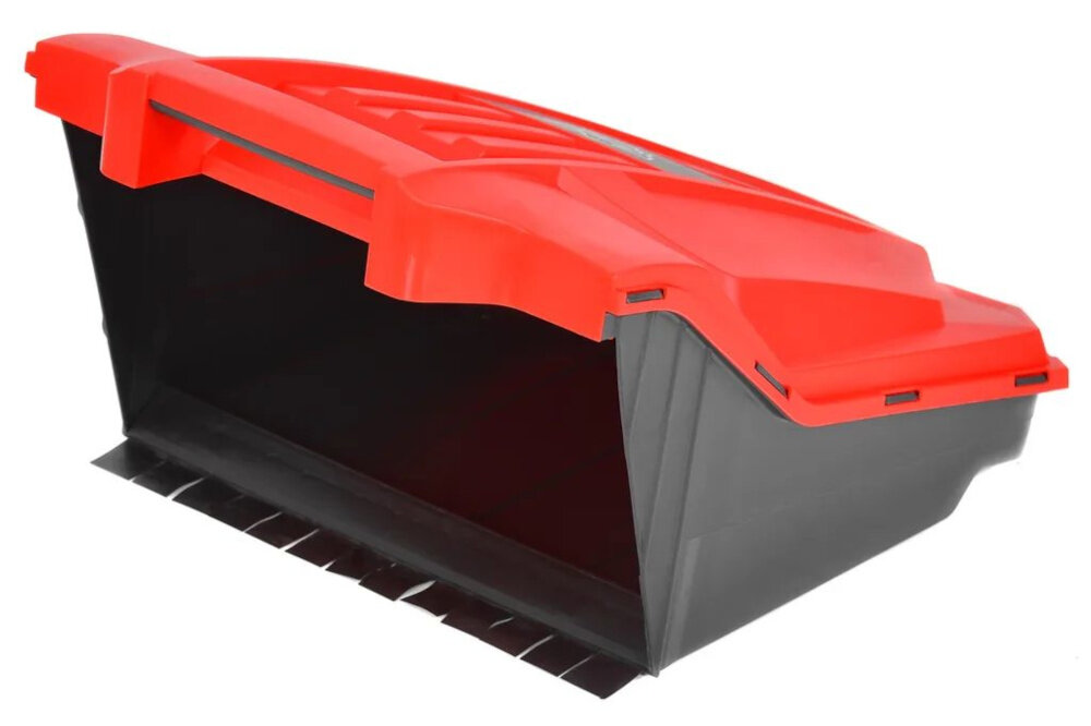 Zamiatarka ręczna HECHT 8065 pojemnik na białym tle zintegrowany pojemnik o pojemności 20 litrów zbieranie dużej ilości zanieczyszczeń eliminuje problem unoszącego się kurzu i rozsypywania brudu