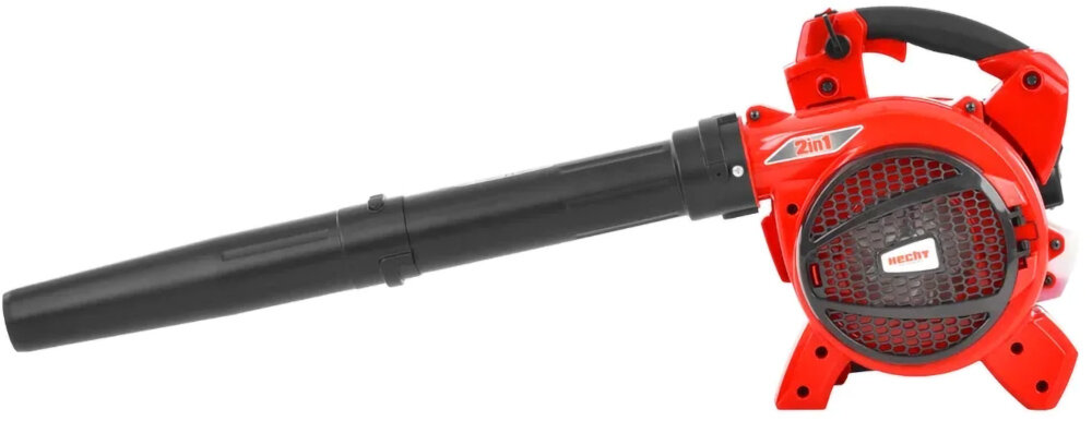 Odkurzacz do liści spalinowy HECHT 9280 odkurzacz na białym tle widoczny z boku bez worka narzędzie 2 w 1 łączy funkcje odkurzacza i dmuchawy usuwanie liści trawy i drobnych odpadków sprzątanie proste szybkie i mniej męczące