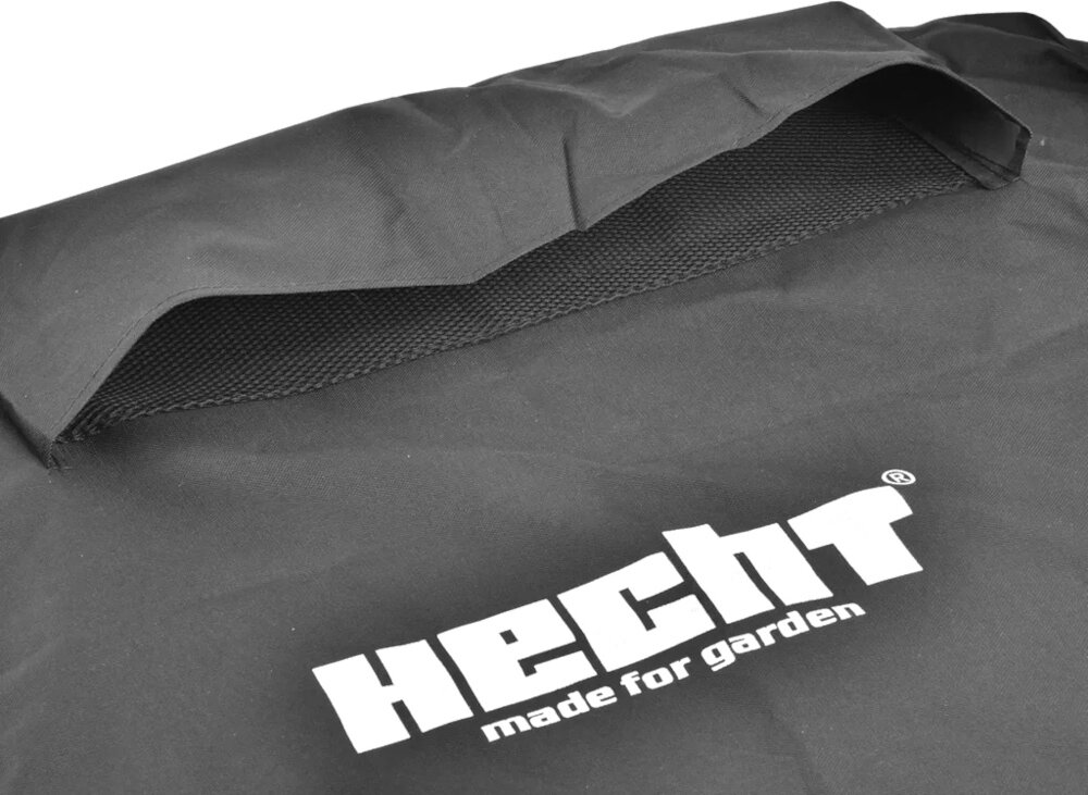 Odkurzacz do liści spalinowy HECHT 9280 worek na białym tle szeroka dysza stalowe ostrza mulczujące worek o pojemności 40 l naturalny kompost z wytrzymałego materiału duży otwór wylotowy