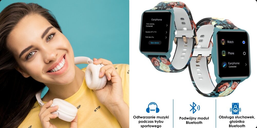 Smartband BEMI KIX-M TUTTI wyświetlacz dopasowanie tarcza zdrowie saturacja krwi ciśnienie krwi sen monitoring oddech cykl menstruacyjny powiadomienia wiadomości alarmy jakość tryby sportowe długa praca