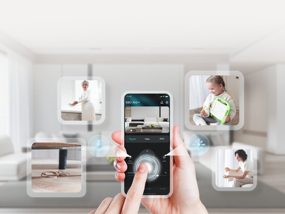 Inteligentny robot ENABOT Ebo Air 2 Różowy Inteligentny robot ENABOT Ebo Air 2 aplikacja śledzenie ruchu śledzenie ludzi zwierząt obiekt laser sterowanie telefonem