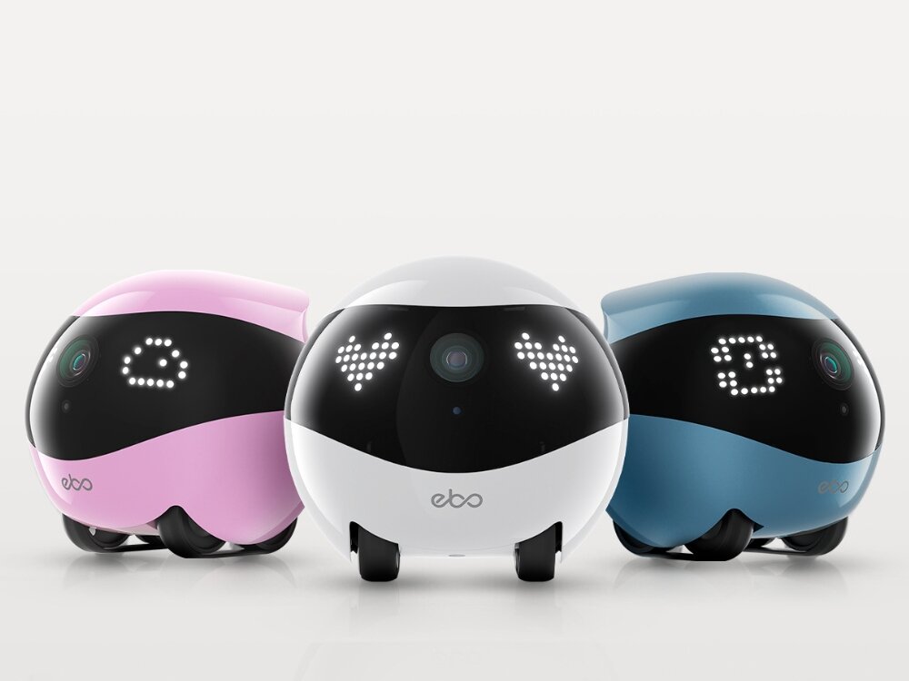 Inteligentny robot ENABOT Ebo Air 2 Niebieski Inteligentny robot ENABOT Ebo Air 2 robot Opiekun domu wygląd design tło prezentacja wizualizacja