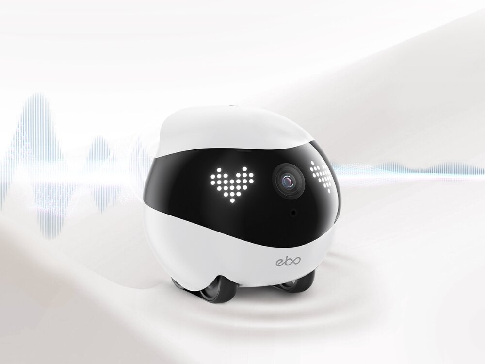 Inteligentny robot ENABOT Ebo Air 2 Niebieski Inteligentny robot ENABOT Ebo Air 2 robot ustawiony pod kątem opiekun kamera ruch obraz