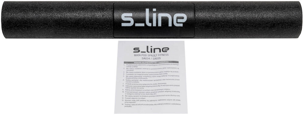 Mata pod sprzęt fitness S-LINE M4 SA035 Zwinięta czarna mata pod sprzęt fitness S_line z dołączoną instrukcją obsługi modelu SA034 / SA035.