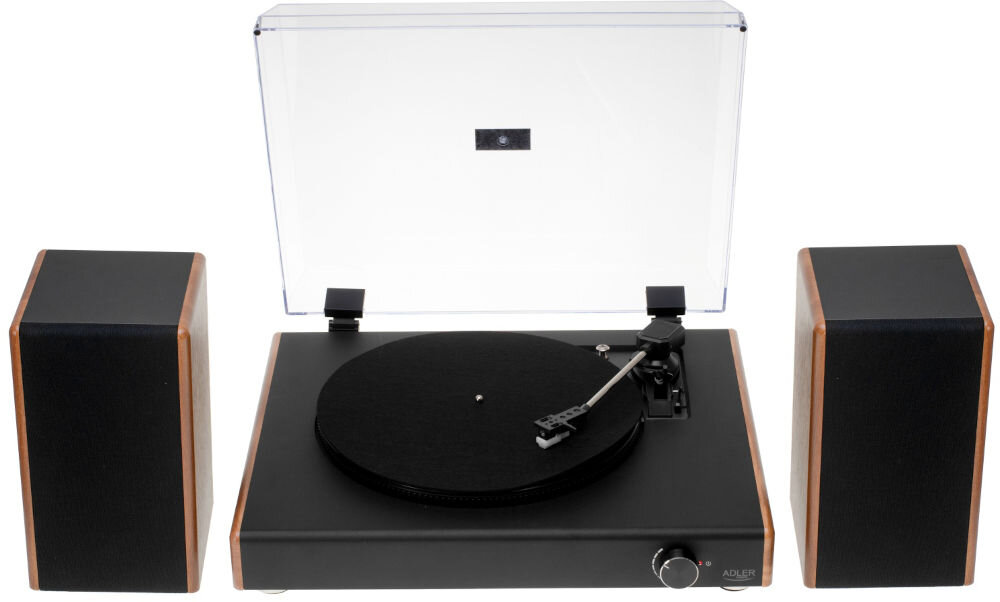 Gramofon ADLER AD 1915 nagrywanie winyli na USB digitalizacja nagrań, gramofon od frontu na białym tle