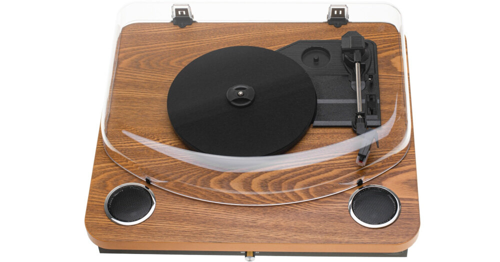 Gramofon ADLER AD 1914 wkładka ceramiczna precyzyjne odczytywanie, gramofon od góry na białym tle