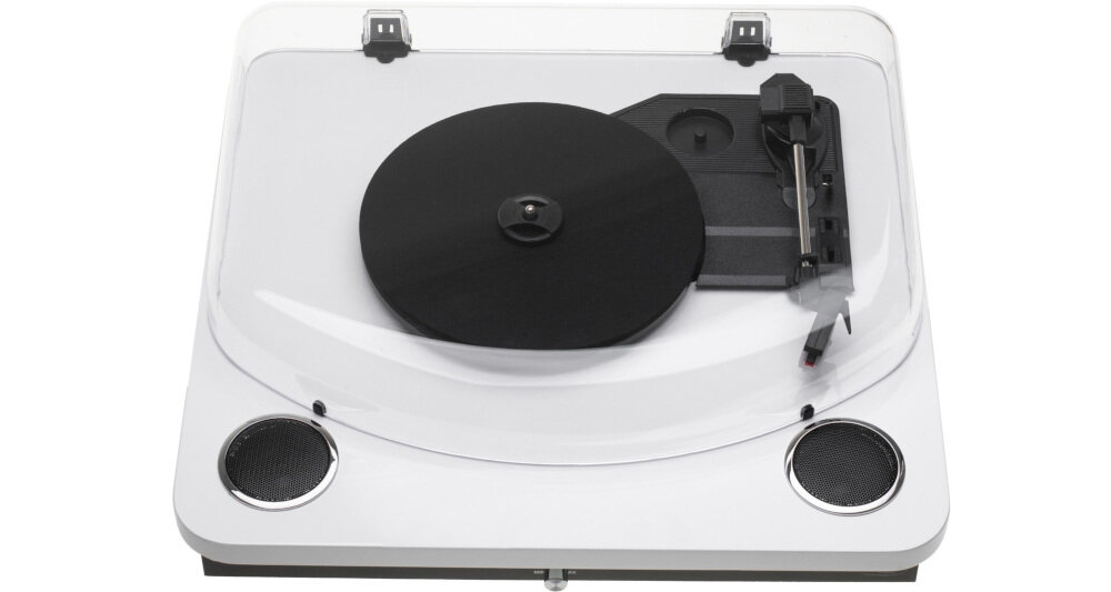 Gramofon ADLER AD 1914 napęd paskowy automatyczne zatrzymanie ramienia, gramofon od góry na białym tle