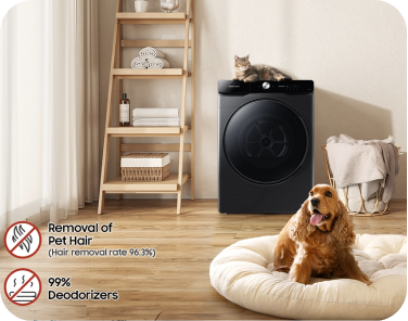 Program Pet Care w Samsung DV16DG8600BVU4 – usuwa sierść i zapachy. Czystość i świeżość! W MediaExpert.