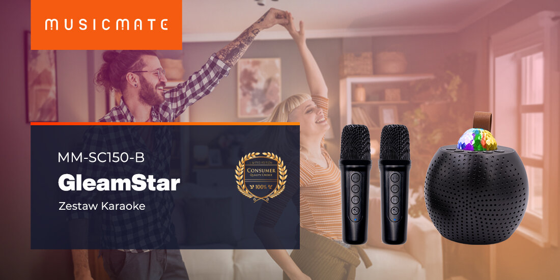 Zestaw karaoke MUSICMATE MM-SC150-B GLEAMSTAR - Zabłyśnij głosem i światłem