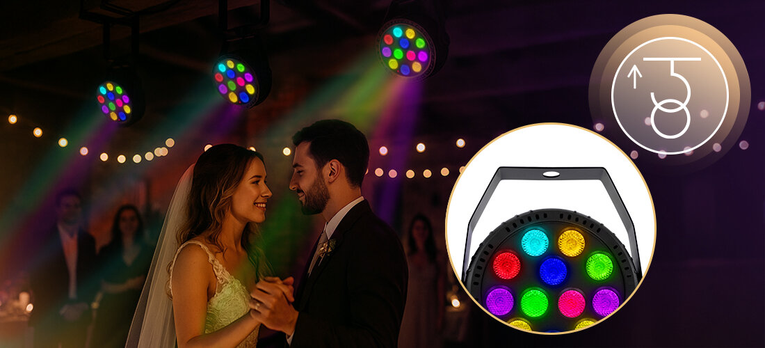 Reflektor MUSICMATE LED Par MM-DL30 SpectraPar diody RGB tryby dynamiczne i statyczne kolorowe światło, reflektory zawieszone na suficie