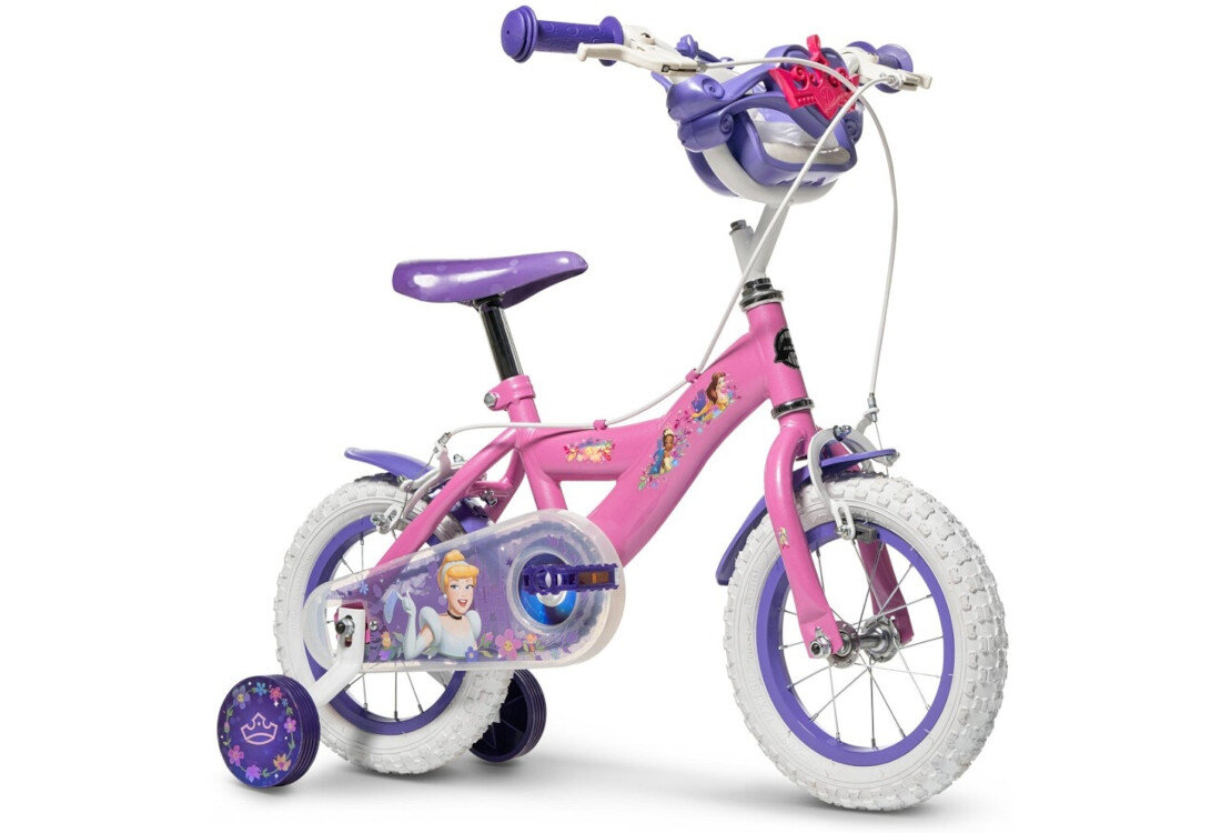 Rower dziecięcy HUFFY Disney Princess 12 cali Różowy Wzrost: 85-100 cm Wiek: 3-5 lat zbliżenie na przednie koło zdjęcie na białym tle koła z pianki EVA w rozmiarze 12 cali mocne obręcze z wysokiej jakości tworzywa sztucznego dobra przyczepność aluminiowe obręcze zachowanie regularnego kształtu kół stabilne trzymanie opony bezpieczna jazda błotniki elegancki osłaniają odzież wygląd regularne sprawdzanie ciśnienia powietrza wartość na bocznej części opony