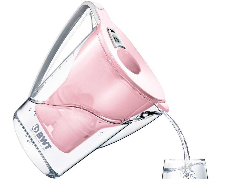 Dzbanek filtrujący BWT Aqualizer Home +1 wkład MG2+ Różowy konstrukcja Easy-Fill, kompaktowy design, ręczny wskaźnik wymiany filtra