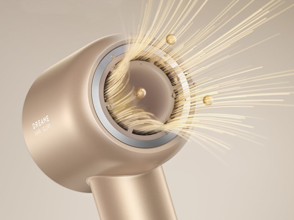 Suszarka DREAME Glory Mix 1600W wizualizacja jonizacja do 300 milionów jonow ujemnych wygładzanie włosów zamykanie łusek zdrowy połysk miękkie