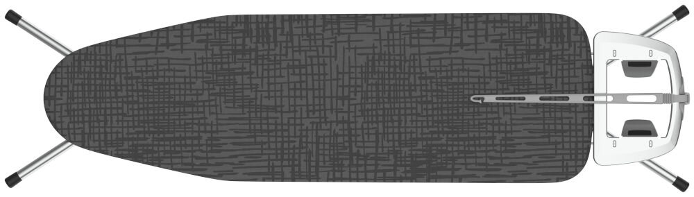 Deska do prasowania RORETS Athena Structure Grey 120 x 38 cm funkcja regulacji wysokości od 75 do 97 cm dopasowanie do wzrostu użytkownika zwiększony komfort podczas prasowania podstawa z ocynkowanego drutu trwałość stabilność nogi rurek przekrój 22 mm solidność waga 5,5 kg łatwe przenoszenie blokada przed przypadkowym rozłożeniem przechowywanie w bezpieczny sposób lakierowane w kolorze chromu antenka na przewód zewnętrzne