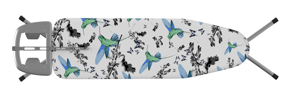 Deska do prasowania RORETS Primera 108 x 32 cm funkcja regulacji wysokości od 75 do 97 cm dopasowanie do wzrostu użytkownika zwiększony komfort podczas prasowania podstawa z ocynkowanego drutu trwałość stabilność nogi rurek przekrój 22 mm solidność waga 5 kg łatwe przenoszenie blokada przed przypadkowym rozłożeniem przechowywanie w bezpieczny sposób lakierowane w kolorze chromu antenka na przewód