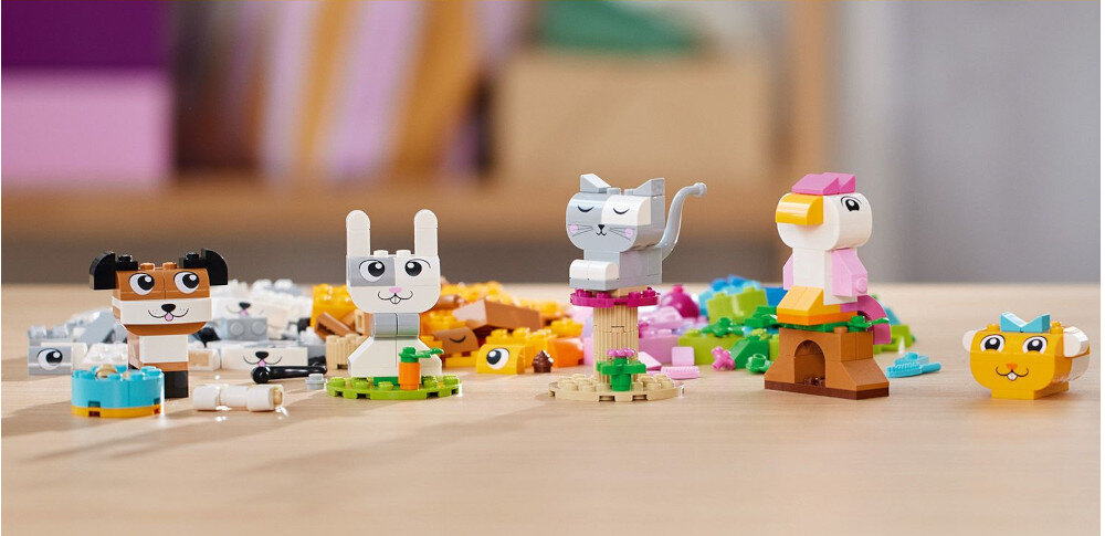 KLOCKI LEGO CLASSIC KREATYWNE ZWIERZĄTKA 11034 chomik frapak kot kość jabłko królik