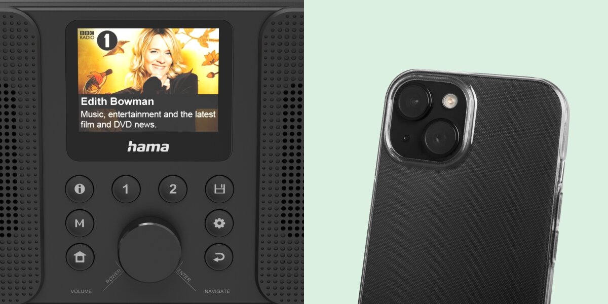 Radio HAMA DIR10 - Zdalne sterowanie aplikacją, Aplikacja OKTIV, zarządzanie radiem z poziomu smartfona, kadr na wyświetlacz radia