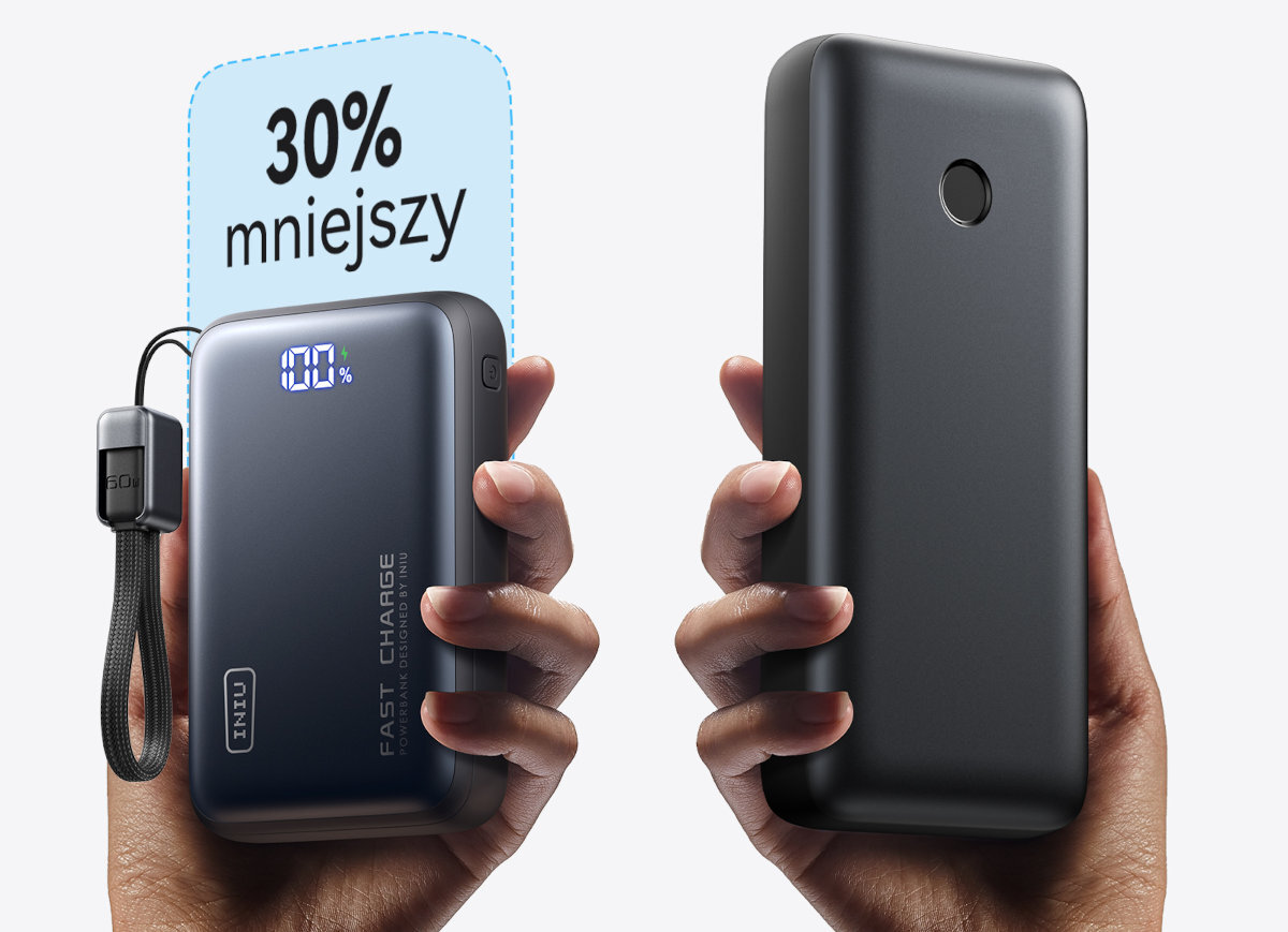 INIU Leopard Power 20000 mAh ogniwo wysokiej gęstości TinyCell™ HyperStack™ kompaktową formą 65 W 324,1 g 11 x 7,1 x 2,9 cm - porównanie powerbanków