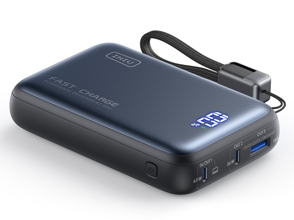 INIU Leopard Power 20000 mAh telefony i tablety AirPods, słuchawki Bluetooth, trackery fitness, smartwatche - powerbank na białym tle