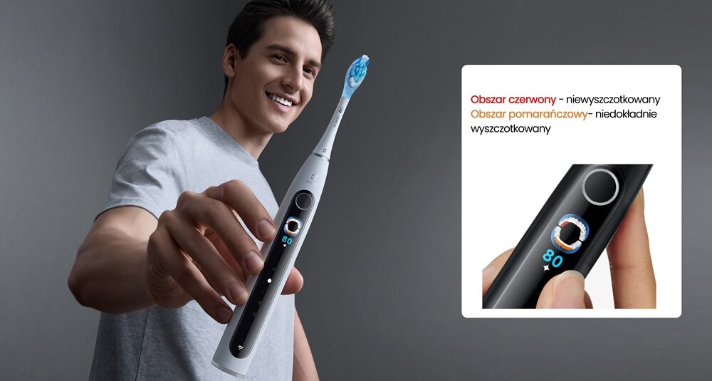 Szczoteczka soniczna OCLEAN X Pro 20 Biały informacje o pracy urządzenia, spersonalizowana szczoteczka, ulubione zdjęcie