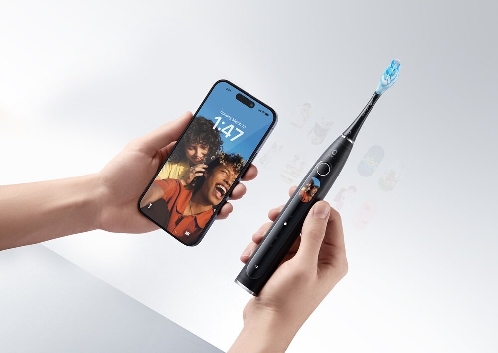 Szczoteczka soniczna OCLEAN X Pro 20 Czarny kolorowy ekran LCD, spersonalizowana szczoteczka, ulubione zdjęcie