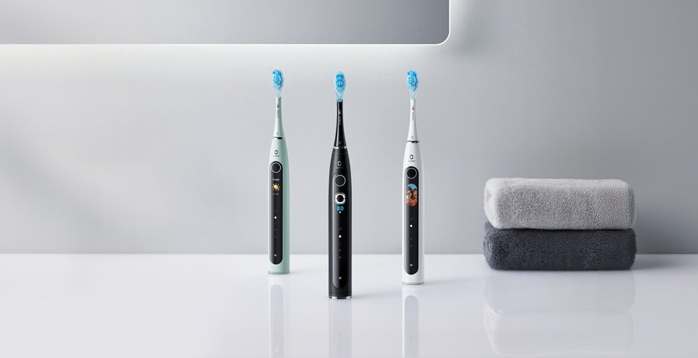 Szczoteczka soniczna OCLEAN X Pro 20 Miętowy informacje o pracy urządzenia, spersonalizowana szczoteczka, ulubione zdjęcie