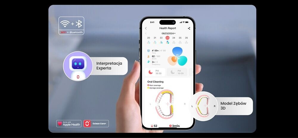 Szczoteczka soniczna OCLEAN X Pro 20 Miętowy łączność Wi-Fi, wbudowane Bluetooth, aplikacja, modyfikowanie ustawień