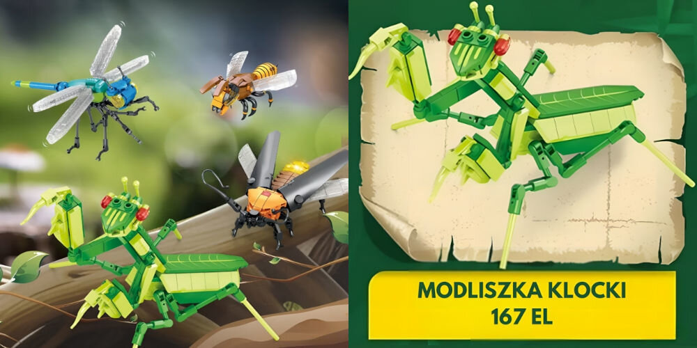 Klocki plastikowe QBI Insect world Modliszka C0633-2 kolekcja owadów świetlik