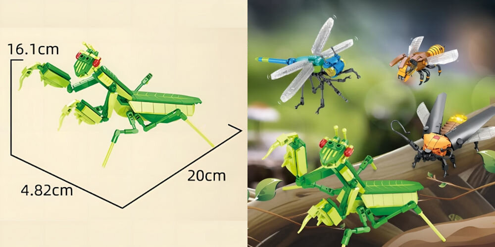 Klocki plastikowe QBI Insect world Modliszka C0633-2 kolekcja owadów świetlik