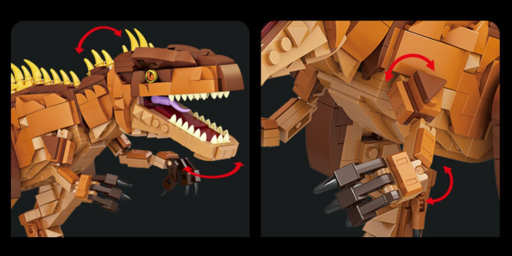 Klocki plastikowe QBI Giganotosaurus FC6255 wizualizacja ruchoma głowa ruchome łapy zabawa nauka budowanie