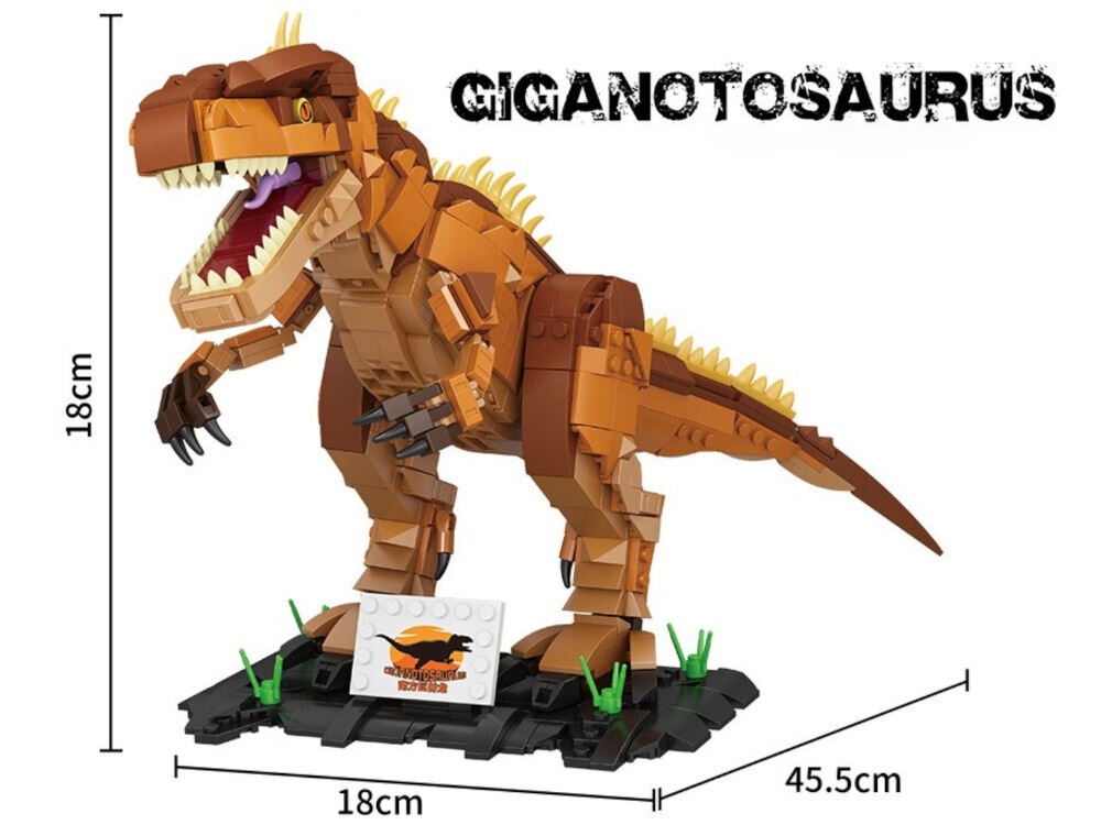 Klocki plastikowe QBI Giganotosaurus FC6255 model z wymiarami 18 cm na 18 cm na 45,5 cm