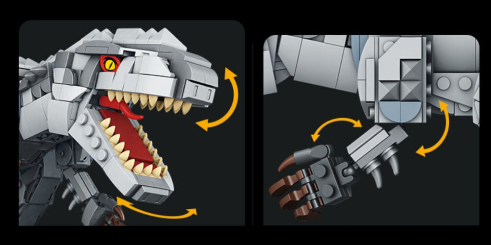 Klocki plastikowe QBI Tyranozaur FC6252 wizualizacja ruchoma głowa ruchome łapy zabawa nauka budowanie