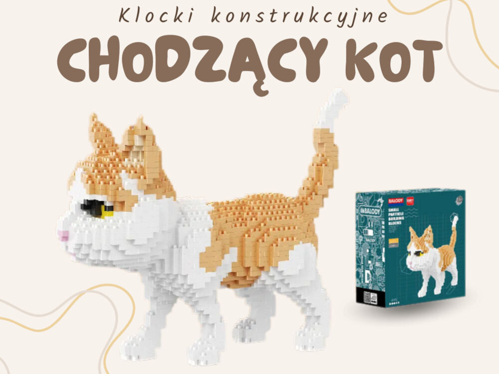Klocki plastikowe QBI Chodzący kot SA241030 złożony piesek w tle pudełko i napis pies corgi