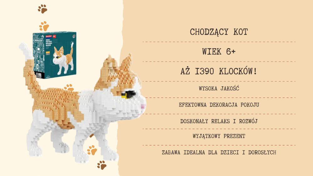 Klocki plastikowe QBI Chodzący kot SA241030 wspólna aktywność czas offline reklas rózwój pomysł na prezent zabawa dla dzieci i dorosłych