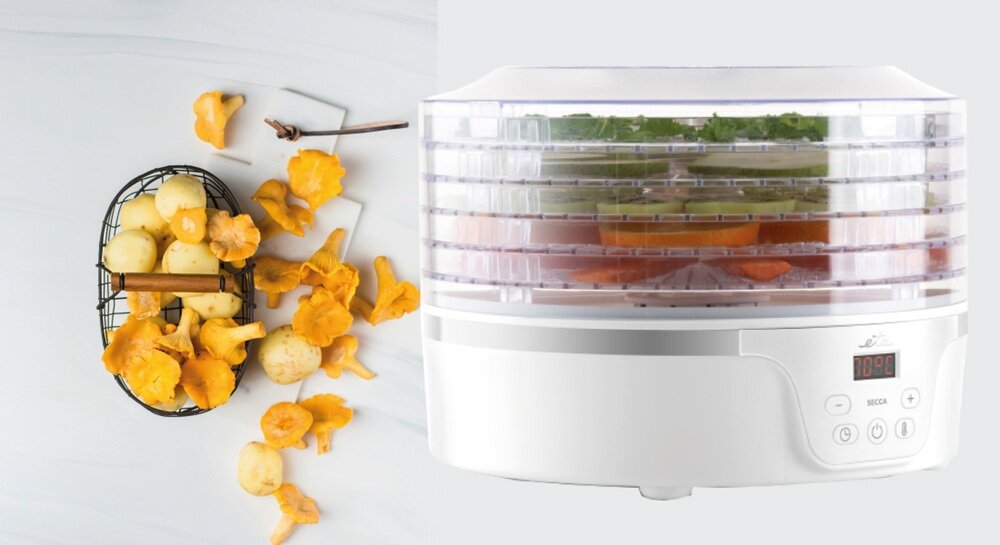 Suszarka do owoców ETA Secca 730190000 w użyciu, bezpieczeństwo, 5 rodzajów sitek