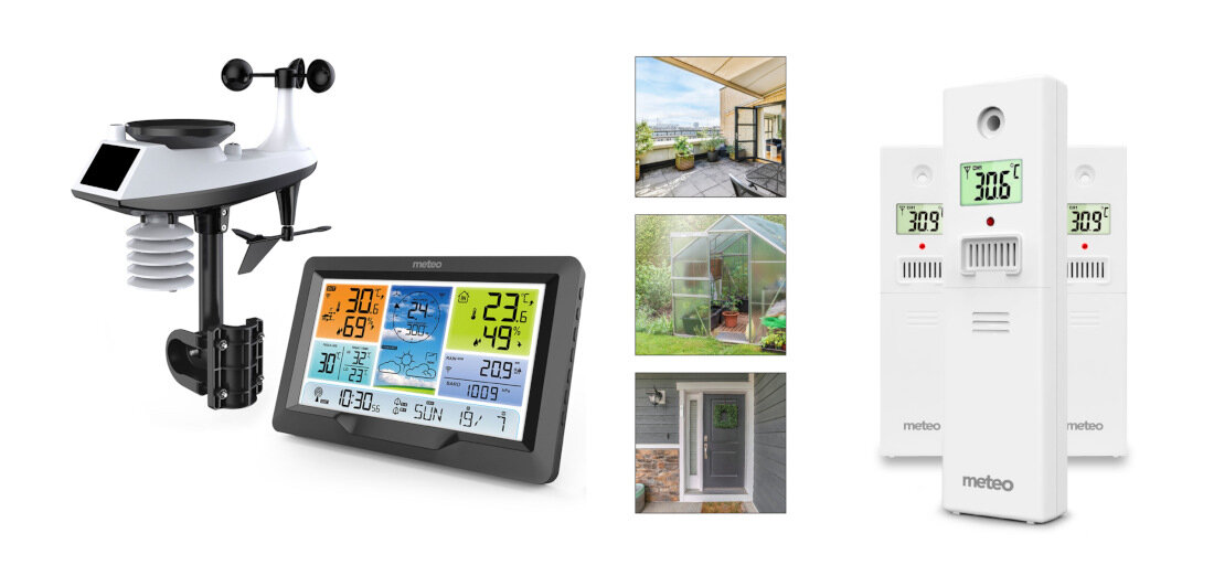 Stacja pogody METEO SP89B pomiar temperatura komfort termiczny pomiar temperatury odczuwalnej punkt rosy pogoda czas piktogramy alerty