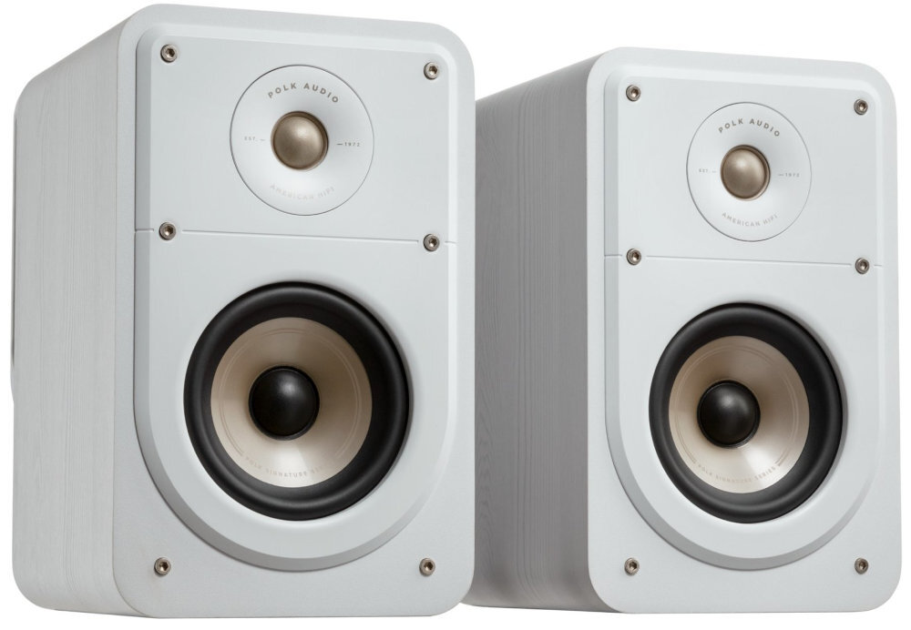 Kino domowe DENON AVR-X1800 + POLK AUDIO Signature elite ES60 + ES15 + ES35C -DENON AVR-X1800 – niski pobór mocy 39 W, tryb czuwania 0.5 W, kolumny tylne po skosie na białym tle
