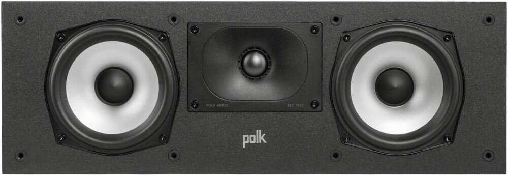 POLK AUDIO Monitor XT30C moc 30-200W impedancja 4 8 Ohm kompatybilny, kolumna centralna od frontu na białym tle
