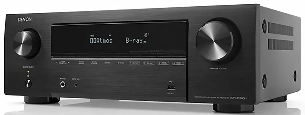 Zestaw kina domowego DENON AVR-X1800 + POLK AUDIO XT60/XT15/XT30C, Dolby Atmos, DTS:X, przetwornik 384 kHz 32 bit, Pure Direct, amplituner na białym tle