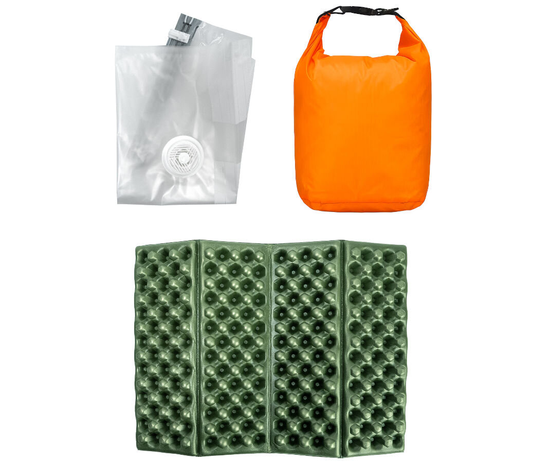 Plecak ewakuacyjny HELP BAG Max Czarny, dodatek, plecak, awaryjne, przewodnik, na białym tle zdjęcia dodatkowych akcesoriów