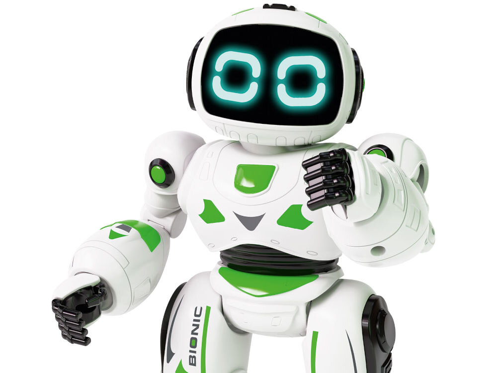 Zabawka interaktywna XTREM BOTS Bionic robot zwrócony w lewo Najważniejsze cechy sterowanie pilotem do 20 akcji 15 różnych funkcji 2 tryby poruszania efekty dźwiękowe muzyka