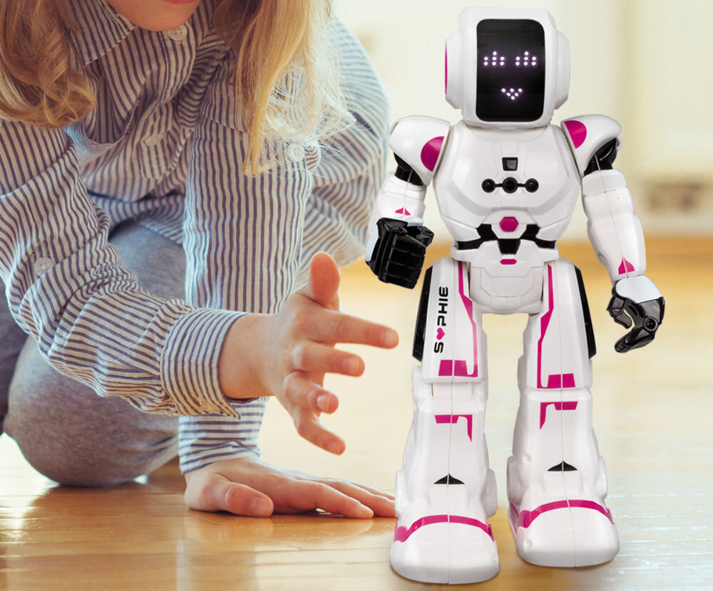 Zabawka interaktywna XTREM BOTS James The Spy Bot stojący na wsprost efekty dźwiękowe efekty świetlne ładowanie przez USB wprowadzenie do programowania