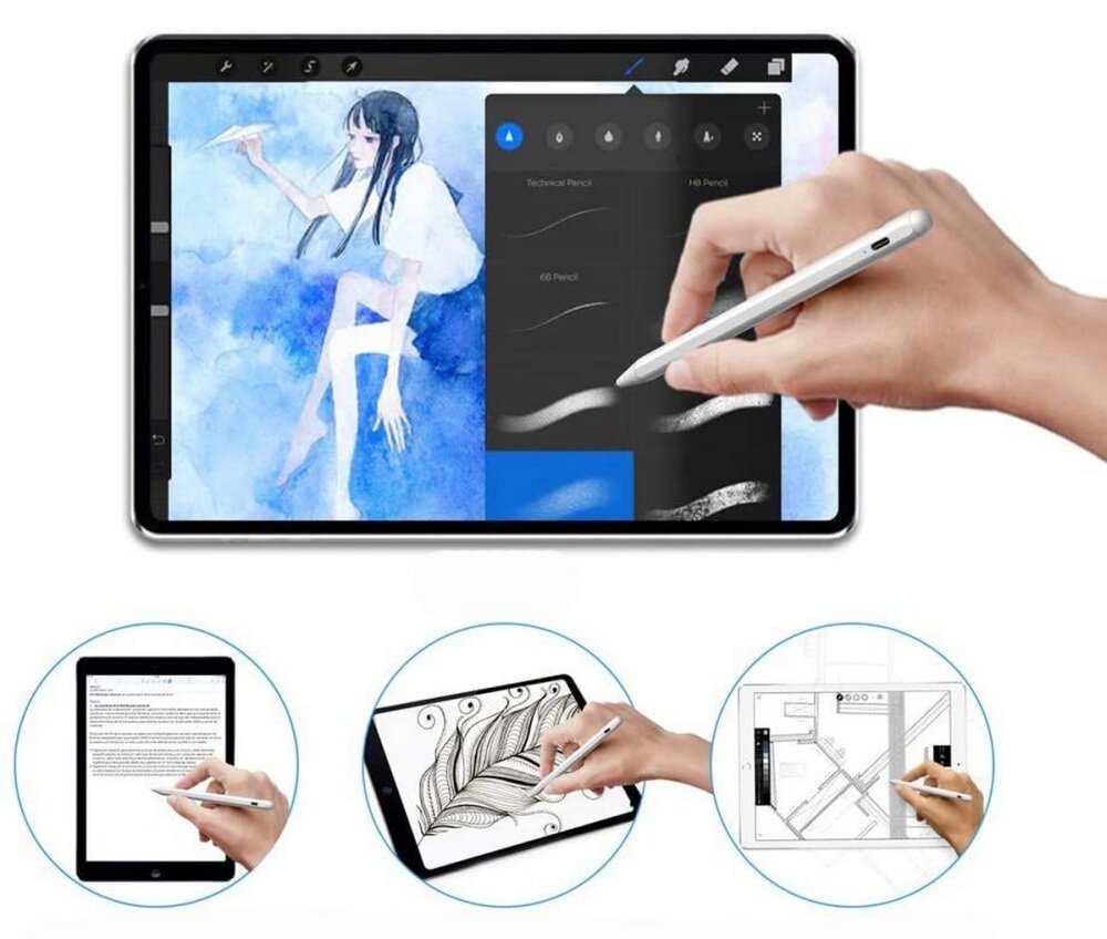Rysik TECH-PROTECT UltraPrecise Magnetic Stylus Biały mechanizm narzędzie grafika czułość precyzja komfort magnetyczne rozwiązanie obsługa ładowanie dioda LED
