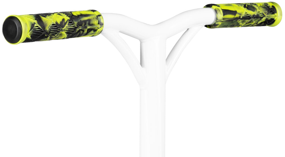 Hulajnoga wyczynowa LIONELO Whizz Czarno-zielony kierownica typu Y-bar z wysokiej jakosci aluminium wysokosc kierownicy 86 cm antyposlizgowe uchwyty
