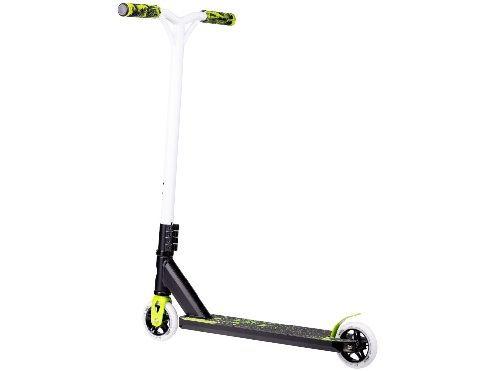 Hulajnoga wyczynowa LIONELO Whizz Czarno-zielony waga 4,25 kg latwe przenoszenie nie ma ostrych krawedzi bezpieczna komfortowa wyjatkowa grafika wykonana recznie przez Street Artowego artyste