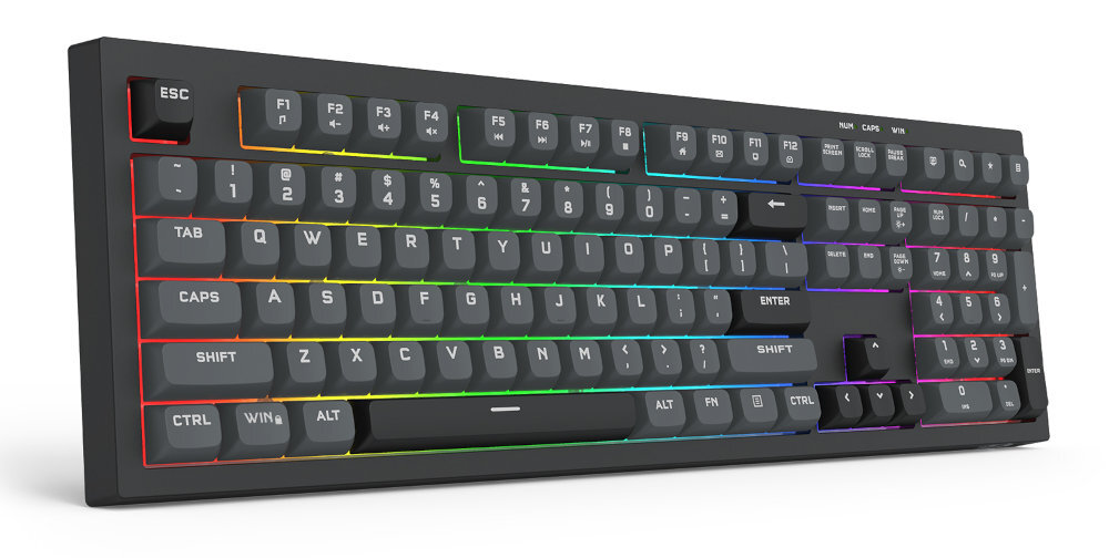 Redragon Crux klawiatura w kolorze czarnym na bialym tle